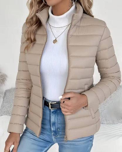 Quilted puffer jacket in beige