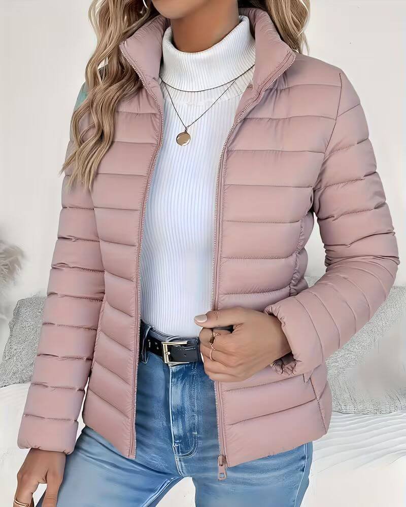 Quilted puffer jacket in pink