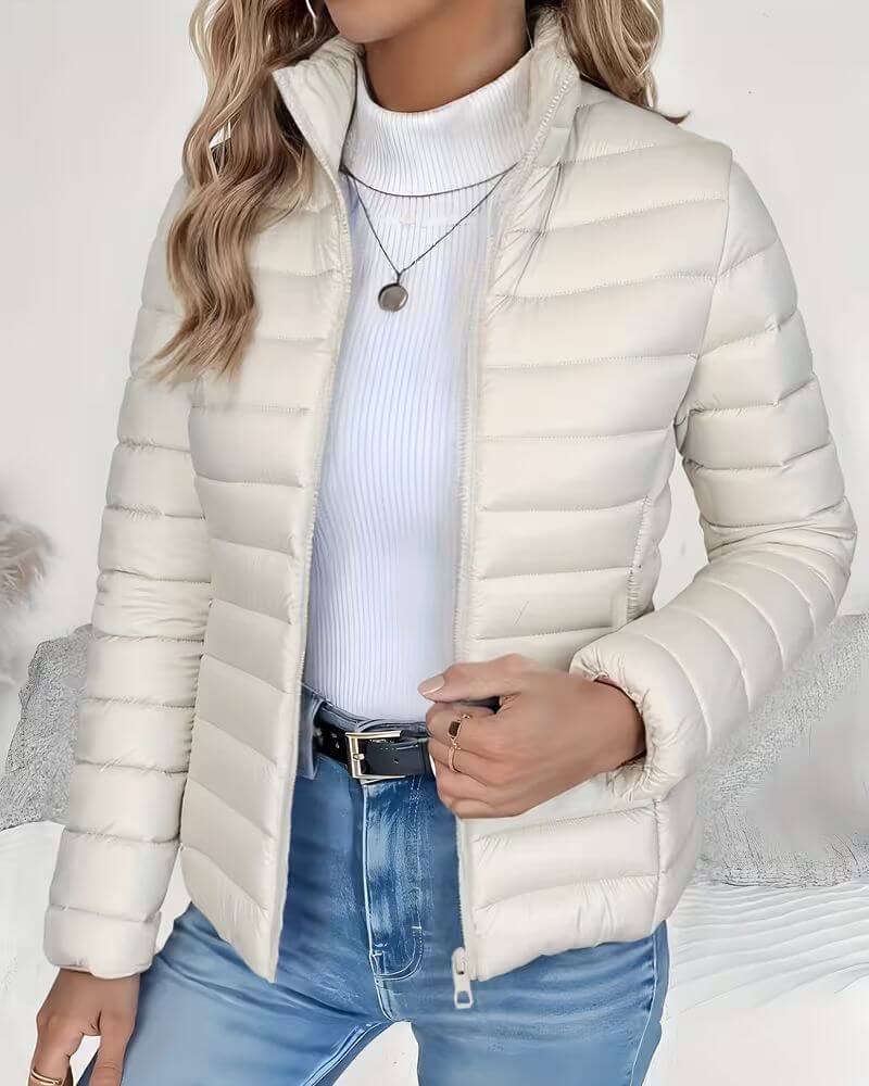 Quilted puffer jacket in cream
