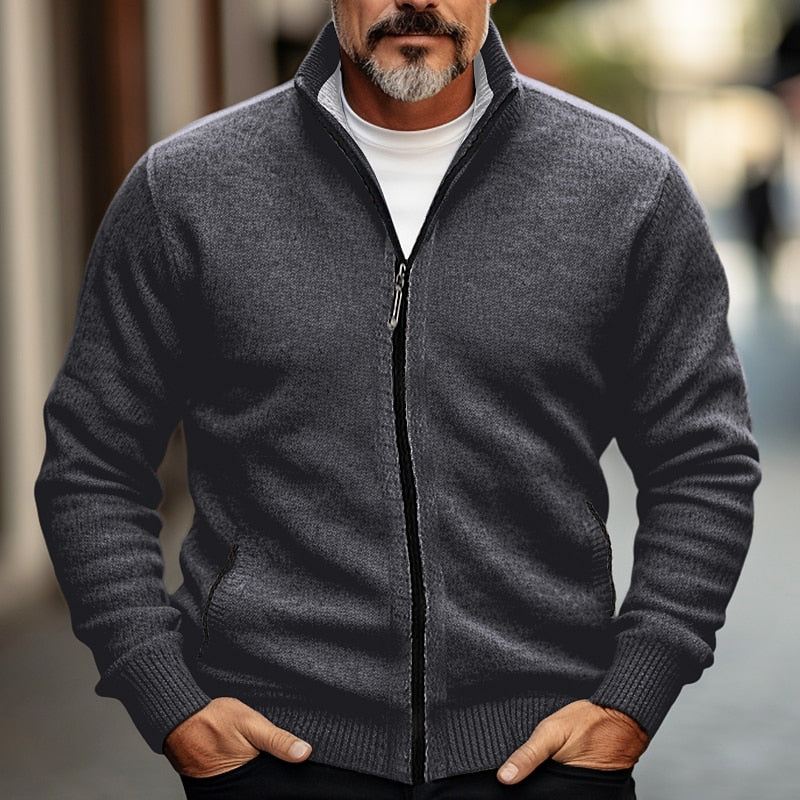 Cardigan Elegante Uomo con Zip Intera